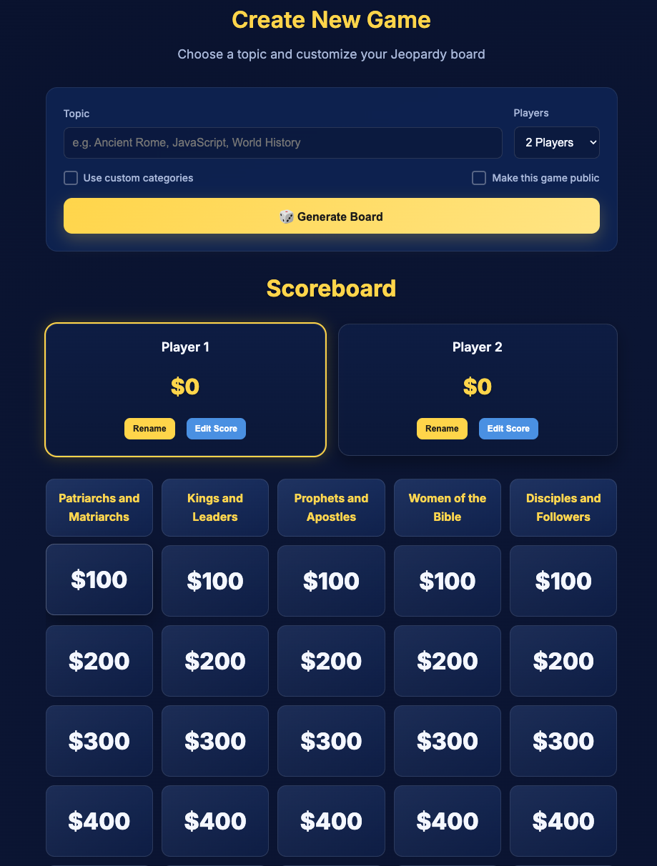 Jeopardy Maker screenshot